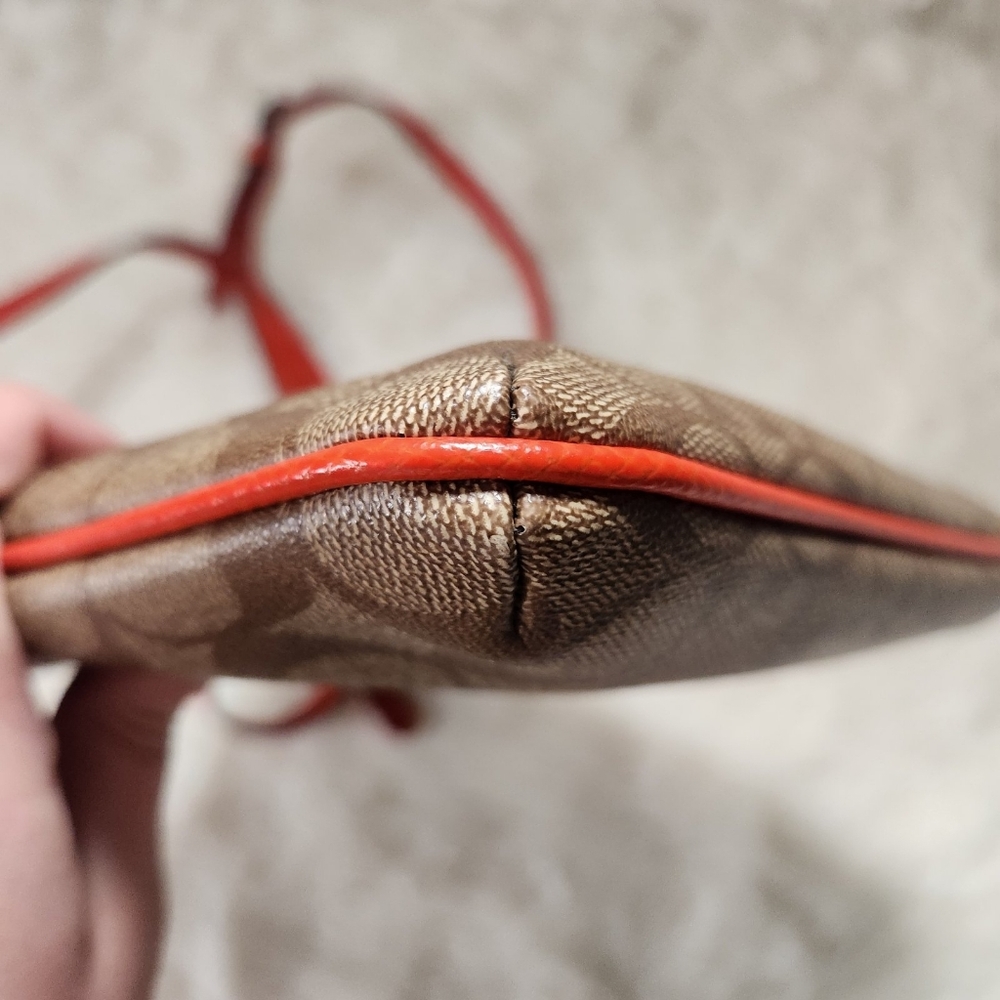 2015 COACH North/South Crossbody Signature Canvas – Khaki/Orange (Like New) - Picture 11 of 16